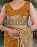 Dusty Mustard Silk Woven Banarasi Saree