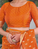 Orange Silk Woven Banarasi Saree