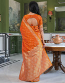 Orange Silk Woven Banarasi Saree