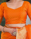 Orange Silk Woven Banarasi Saree