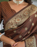 Brown Silk Woven Banarasi Saree