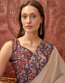 Beige Crepe Silk Printed Saree