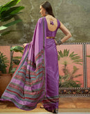 Lavender Crepe Silk Printed Saree