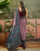 Mauve Crepe Silk Printed Saree