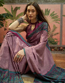 Mauve Crepe Silk Printed Saree