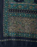 Navy Blue Crepe Silk Printed Saree