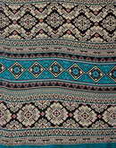 Teal Blue Crepe Silk Printed Saree