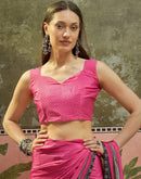 Pink Crepe Silk Printed Saree