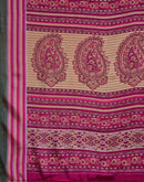 Beige Crepe Silk Printed Saree