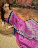 Light Purple Crepe Silk Printed Saree