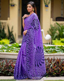 Lavender Khadi Printed Saree