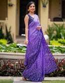 Lavender Khadi Printed Saree