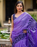 Lavender Khadi Printed Saree