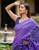 Lavender Khadi Printed Saree