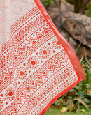 White Linen Printed Saree