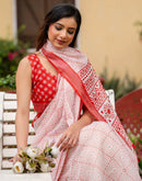 White Linen Printed Saree