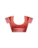 Red Linen Printed Saree