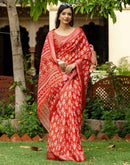 Red Linen Printed Saree