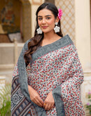 Off White Khadi Printed Saree