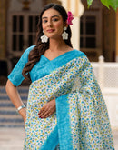 Off White Khadi Printed Saree
