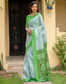 Off White Khadi Printed Saree