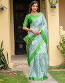 Off White Khadi Printed Saree
