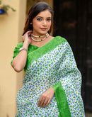 Off White Khadi Printed Saree