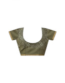 Dusty Green Linen Floral Printed Saree