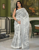 Off White Khadi Warli Printed Saree