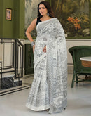 Off White Khadi Warli Printed Saree