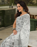 Off White Khadi Warli Printed Saree