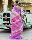 White Khadi Printed Saree
