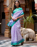 White Khadi Printed Saree