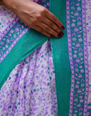 White Khadi Printed Saree