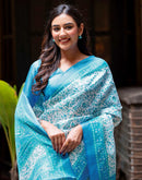 White Khadi Printed Saree
