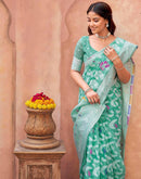 Turquoise Chanderi Woven Saree