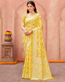 Light Yellow Chanderi Woven Saree