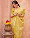 Light Yellow Chanderi Woven Saree