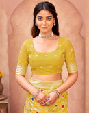 Light Yellow Chanderi Woven Saree