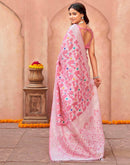 Light Pink Chanderi Woven Saree