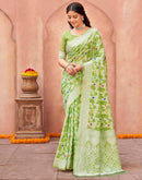 Pista Green Chanderi Woven Saree