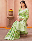 Pista Green Chanderi Woven Saree