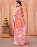 Coral Pink Chanderi Woven Saree