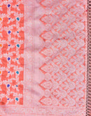 Coral Pink Chanderi Woven Saree