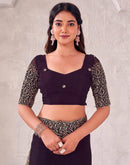 Wine Chiffon Embroidery Saree
