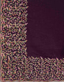 Wine Chiffon Embroidery Saree