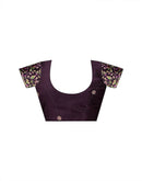 Wine Chiffon Embroidery Saree