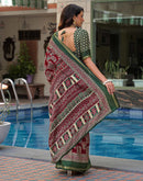 Maroon Silk Printed Saree