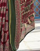 Maroon Silk Printed Saree