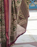 Dusty Beige Silk Ikkat Printed Saree
